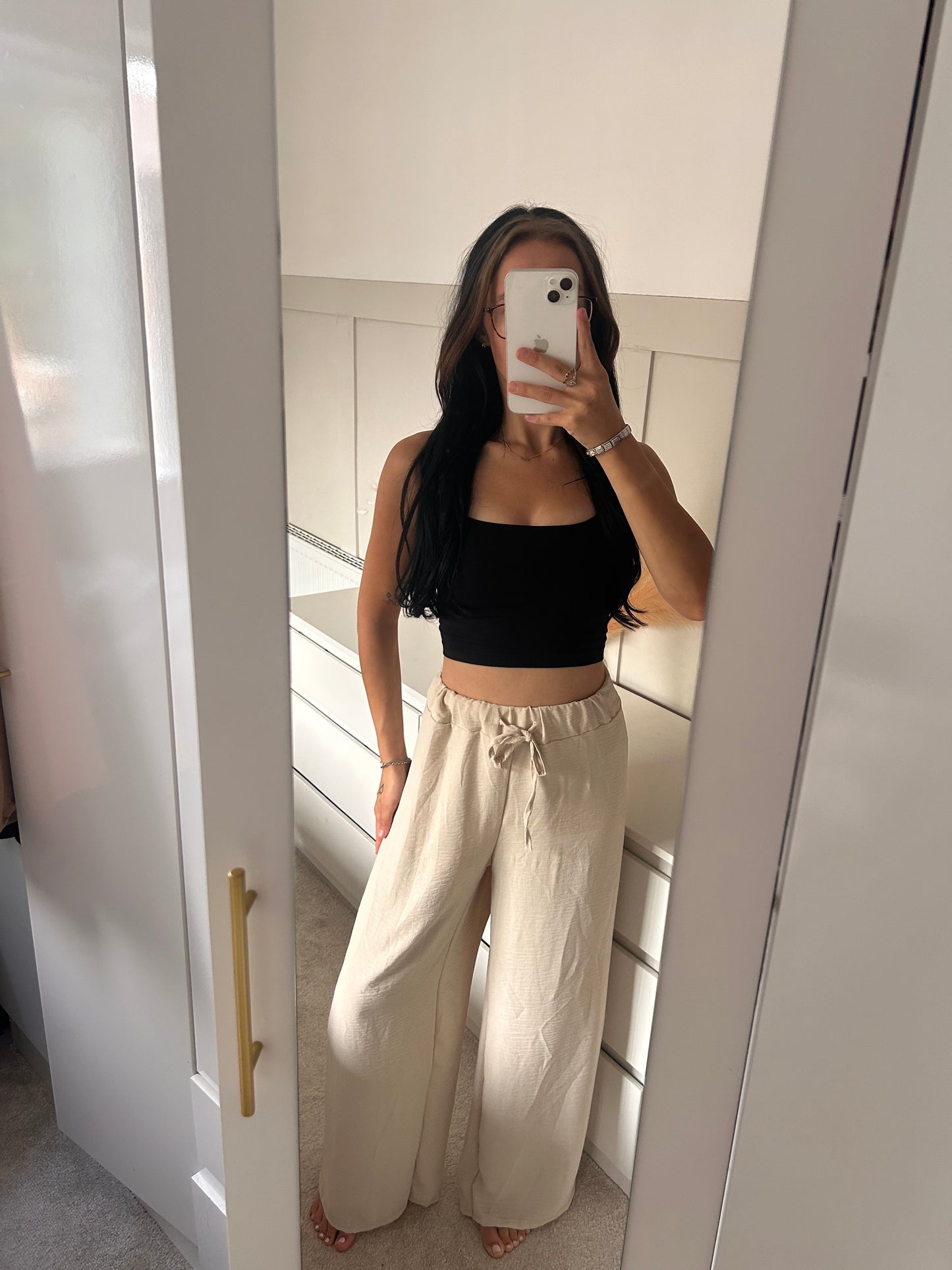 LIGHTWEIGHT WIDE LEG TROUSERS WITH DRAWSTRING