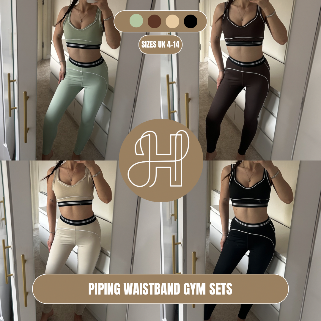 PIPING WAISTBAND GYM SETS