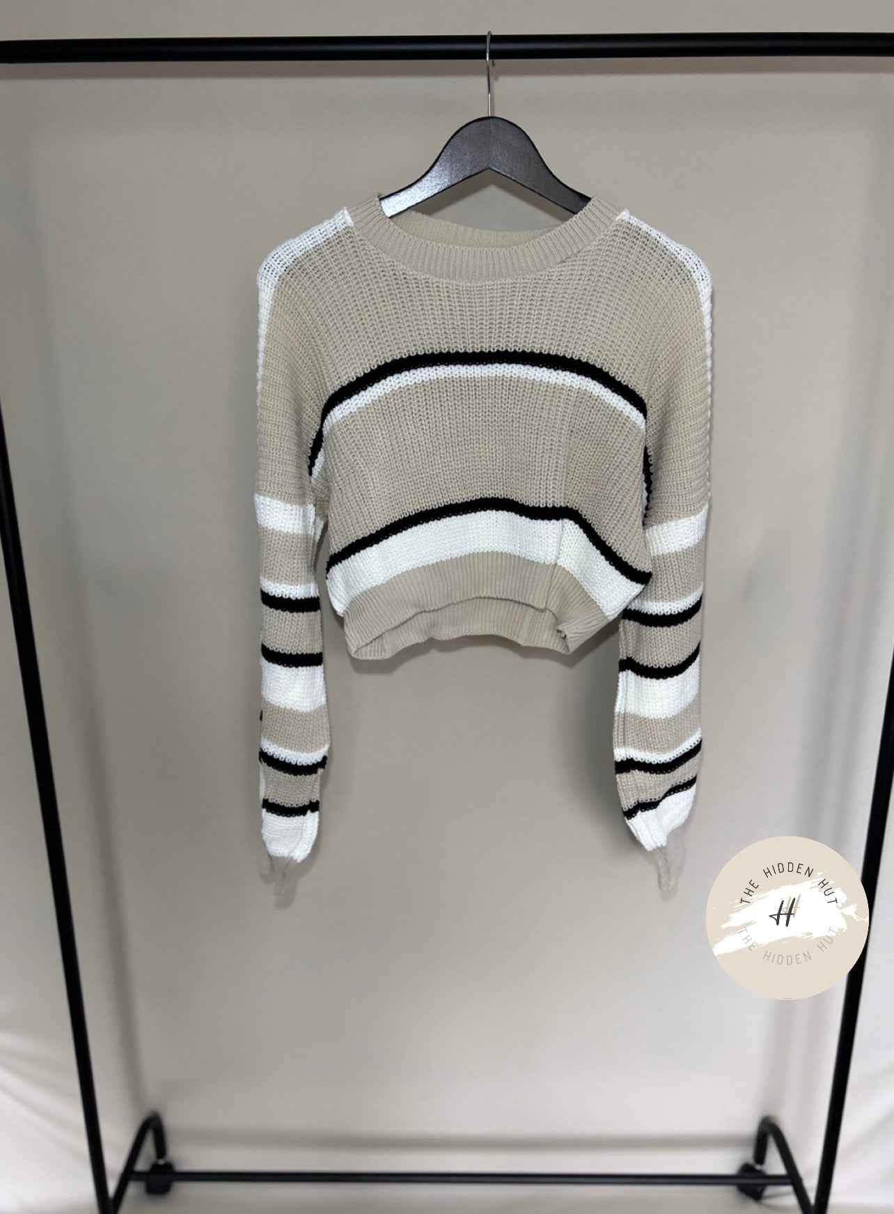 CROPPED STRIPED KNIT JUMPER