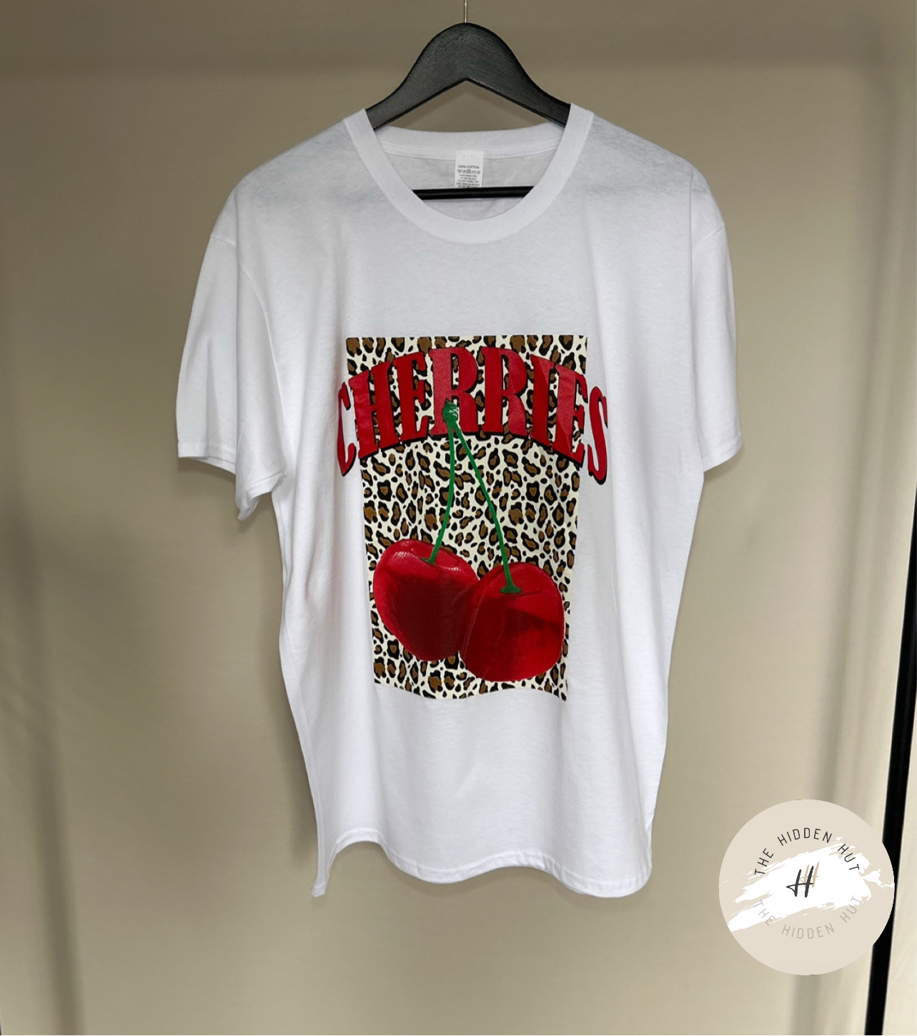 OVERSIZED CHERRIES/LEOPARD PRINTED TEE