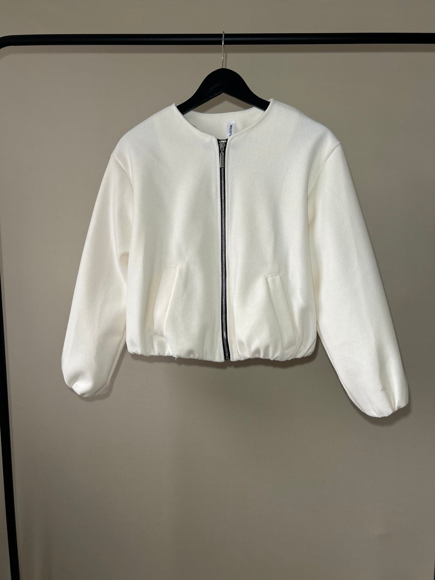 BALLOON SLEEVED CUFFED WOOL BOMBER JACKET