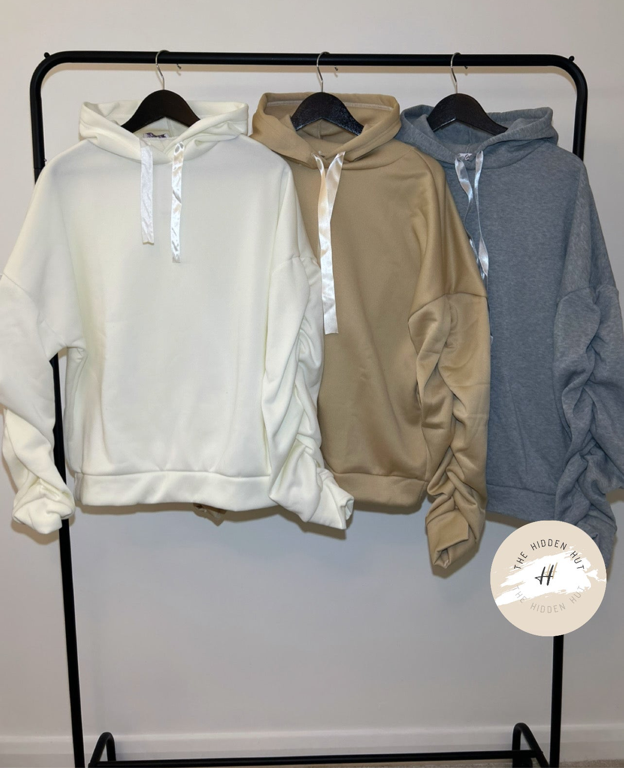 OVERSIZED RUCHED RIBBON HOODIES