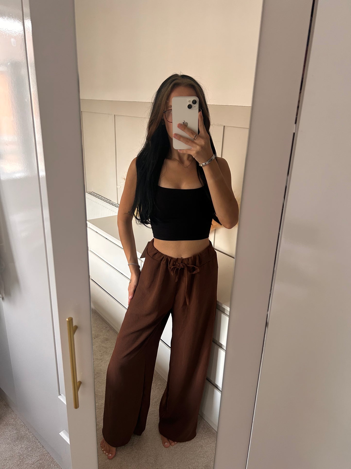 LIGHTWEIGHT WIDE LEG TROUSERS WITH DRAWSTRING