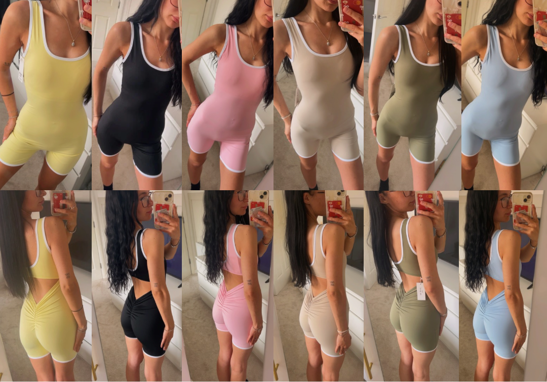 PIPING SCRUNCH-BUM UNITARD WITH BUILT IN REMOVABLE PADDING