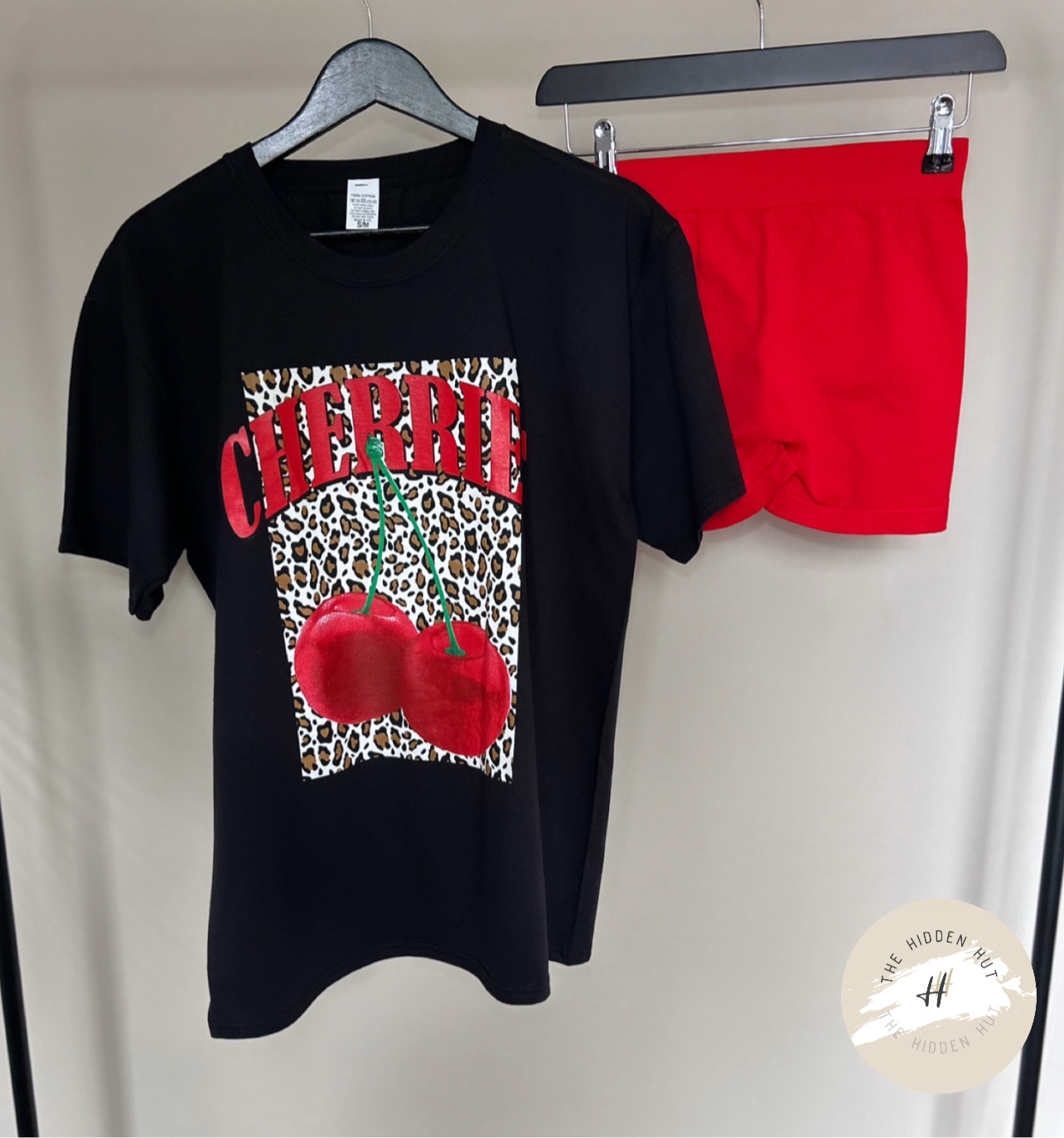 OVERSIZED CHERRIES/LEOPARD PRINTED TEE