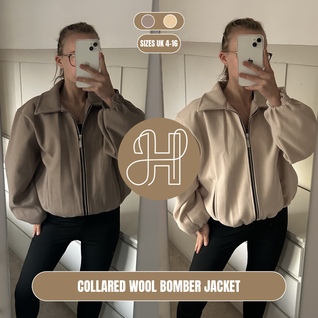 COLLARED WOOL BOMBER JACKED