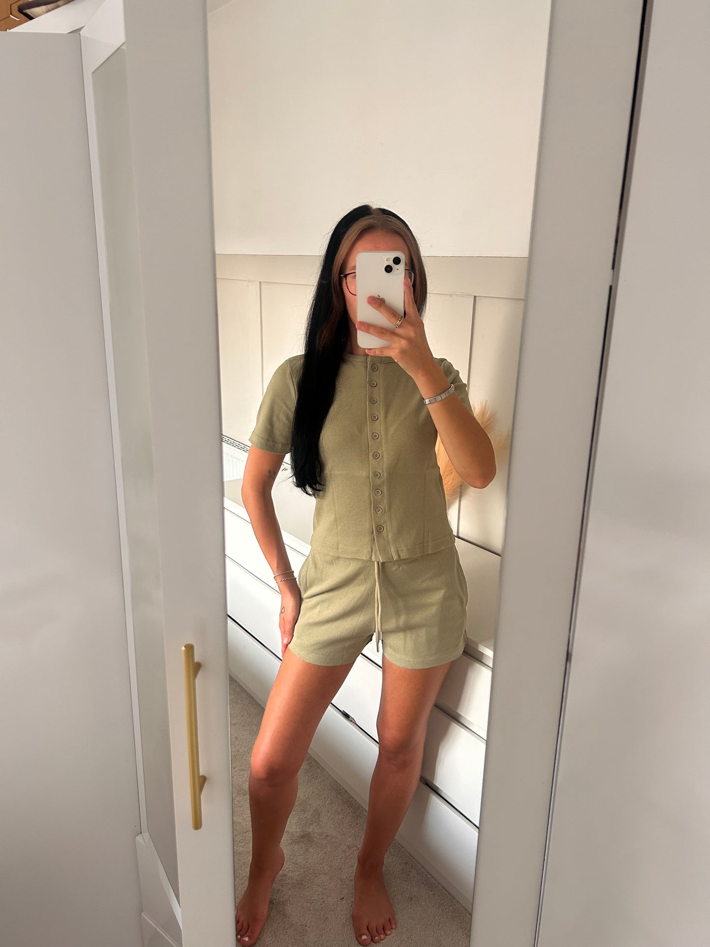 BUTTON UP T-SHIRT AND SHORTS SET
