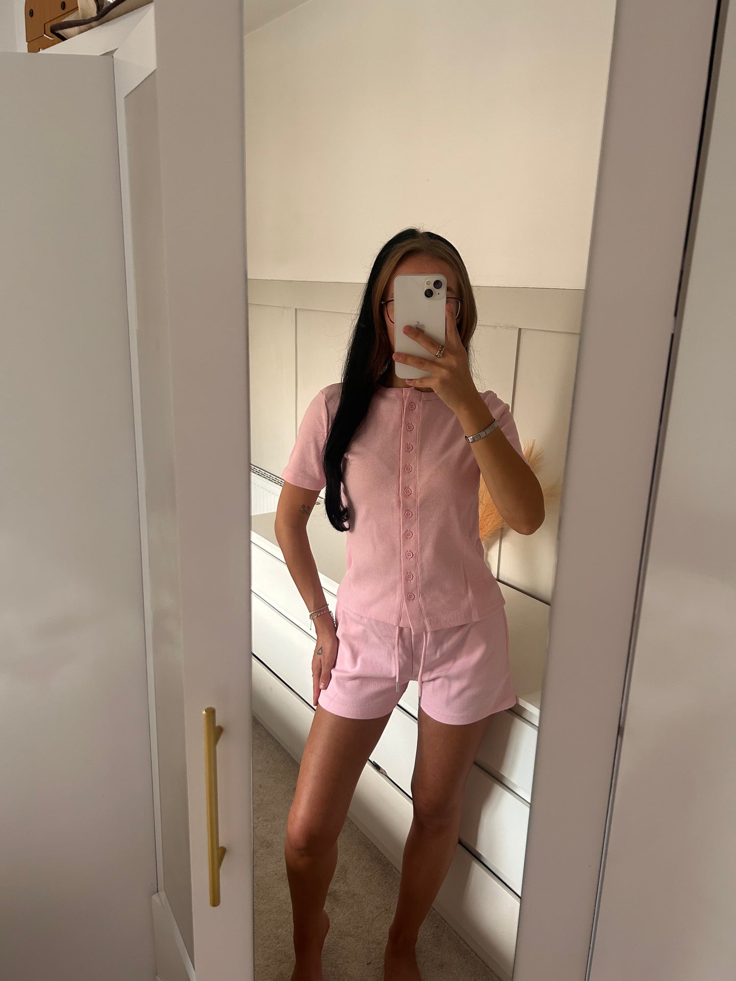 BUTTON UP T-SHIRT AND SHORTS SET