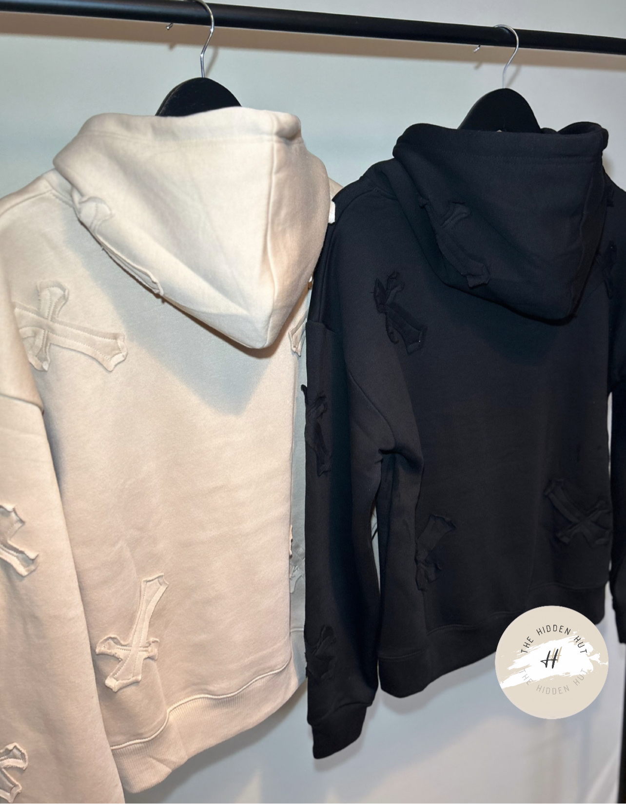 CROSS EMBROIDERED FLEECE-LINED HOODIE