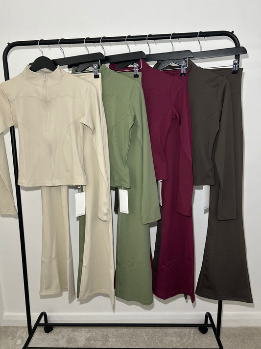 SLINKY ZIP UP GYM JACKET AND FLARES SET