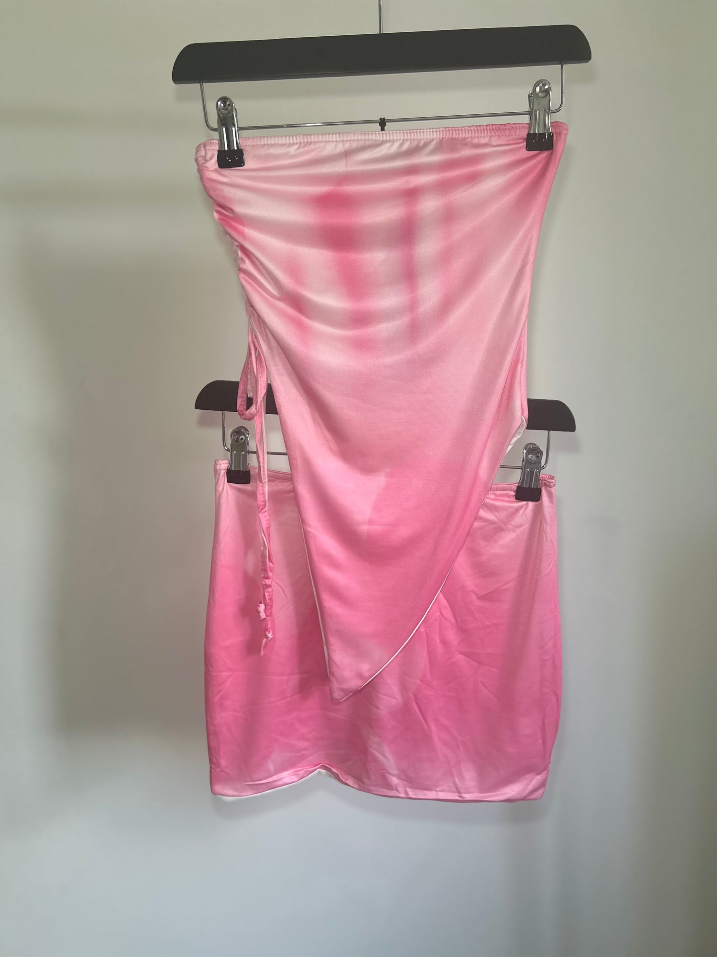 SLINKY BANDEAU RUCHED TOP AND SKIRT CO-OR