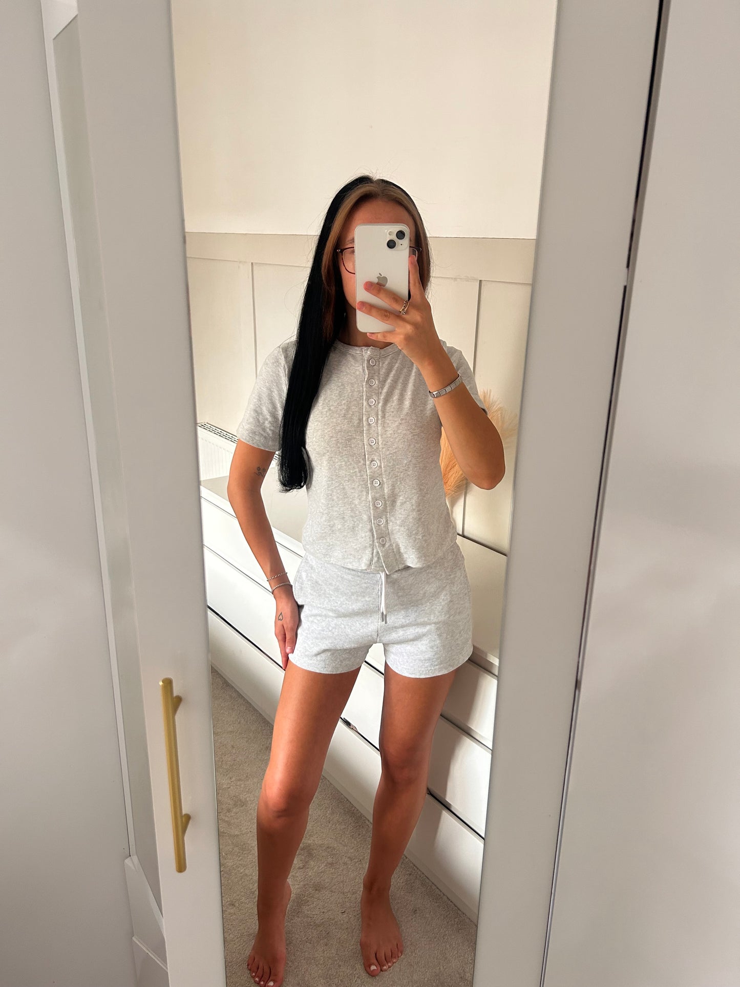 BUTTON UP T-SHIRT AND SHORTS SET