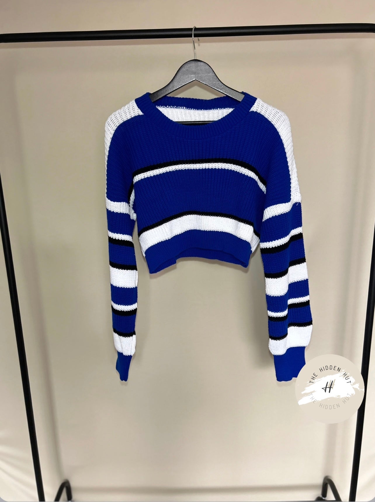 CROPPED STRIPED KNIT JUMPER