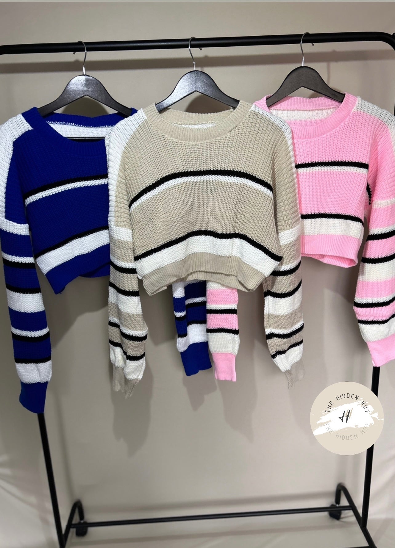CROPPED STRIPED KNIT JUMPER