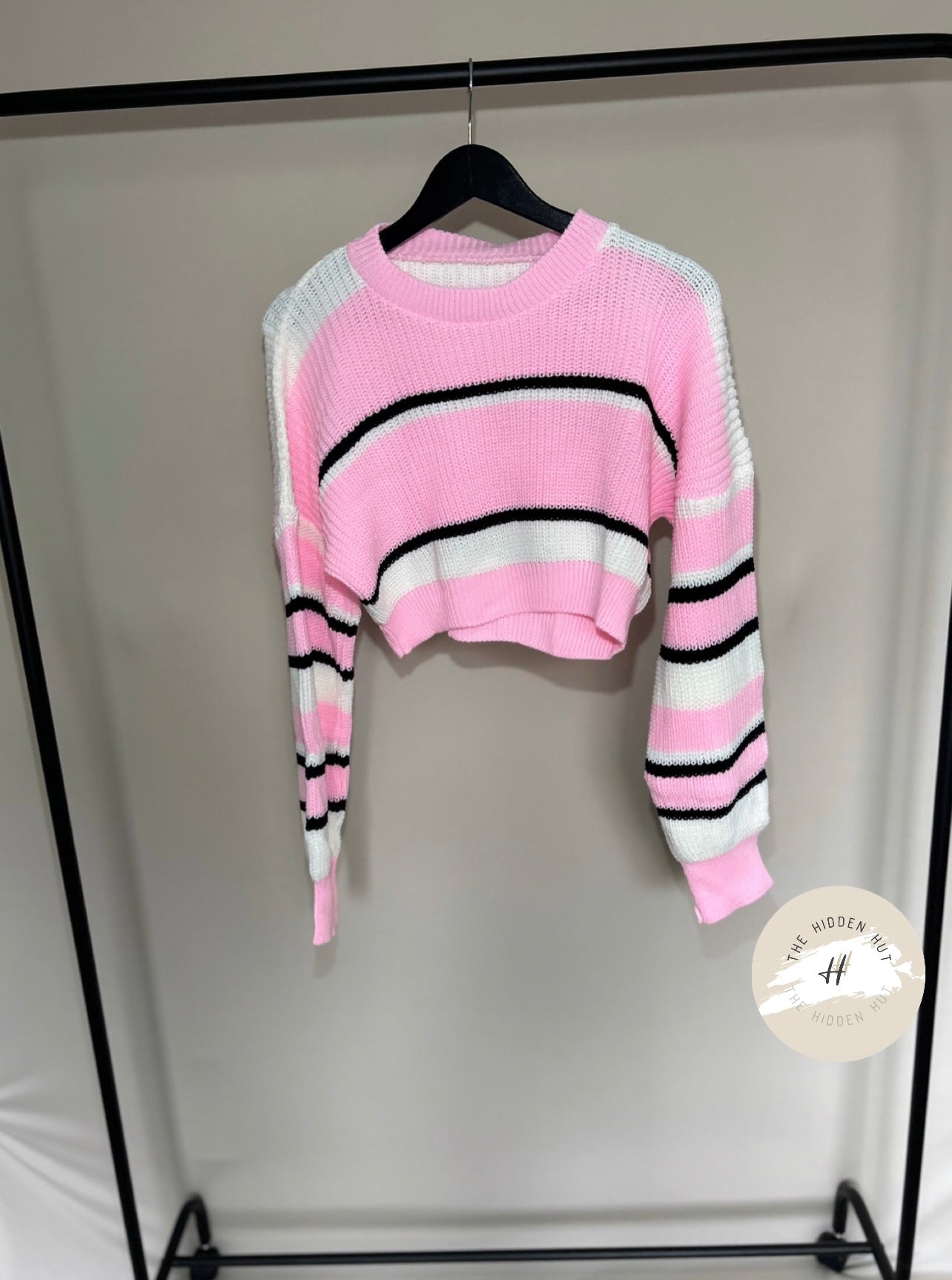 CROPPED STRIPED KNIT JUMPER