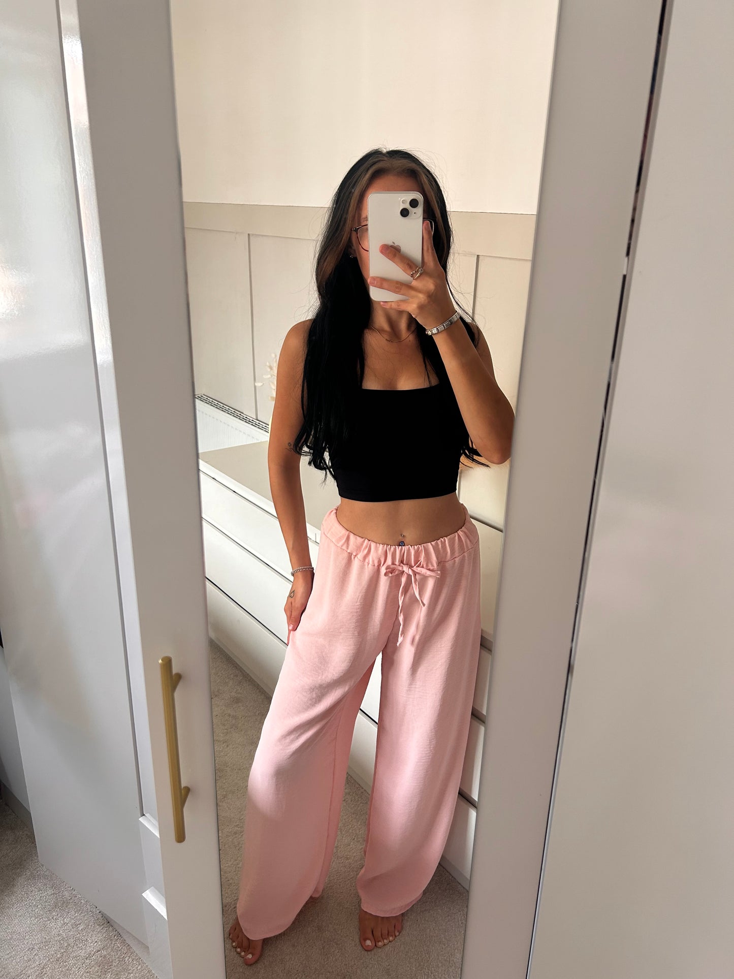 LIGHTWEIGHT WIDE LEG TROUSERS WITH DRAWSTRING