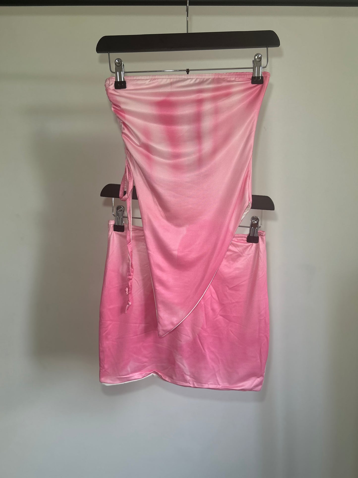 SLINKY BANDEAU RUCHED TOP AND SKIRT CO-OR