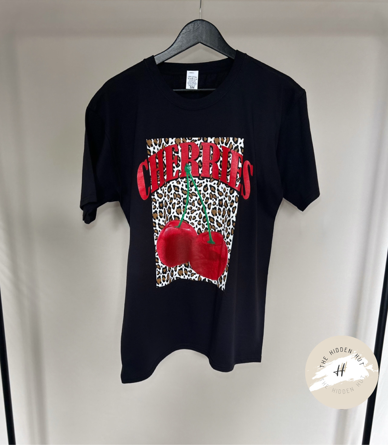 OVERSIZED CHERRIES/LEOPARD PRINTED TEE