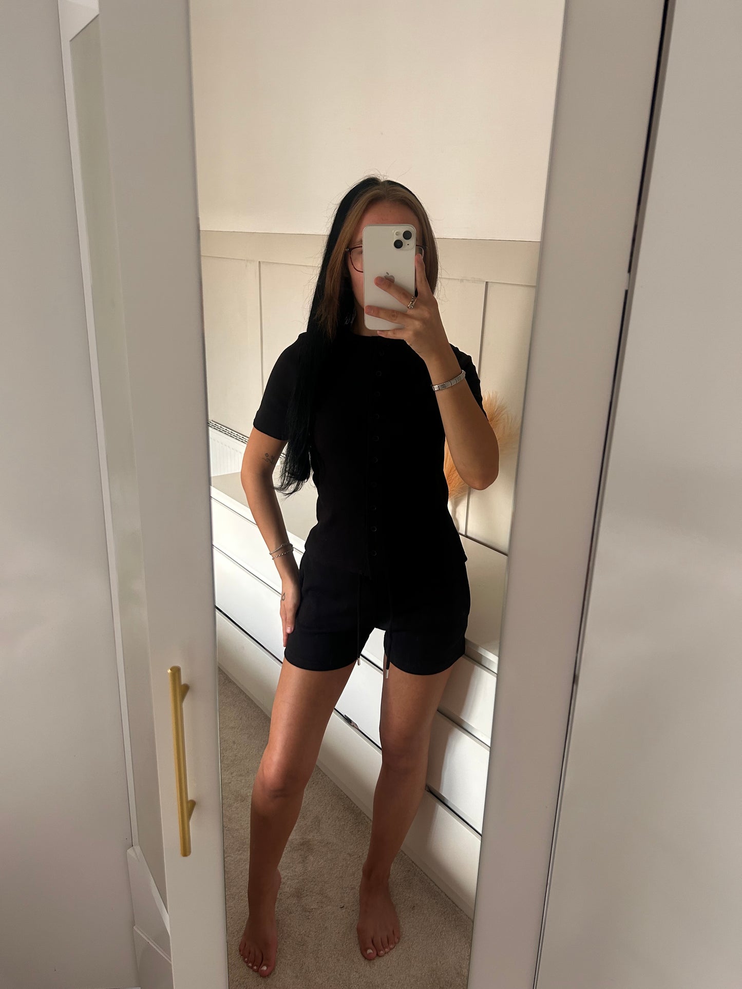 BUTTON UP T-SHIRT AND SHORTS SET