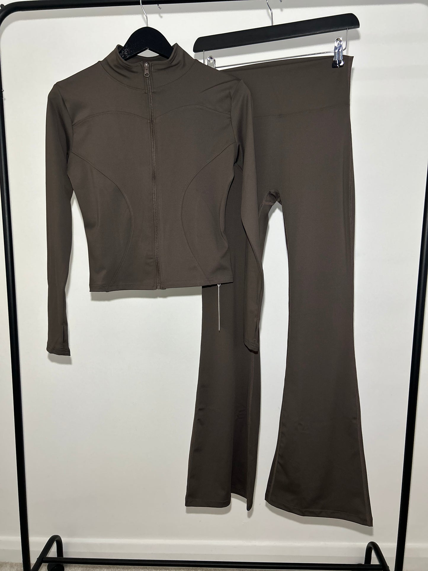 SLINKY ZIP UP GYM JACKET AND FLARES SET