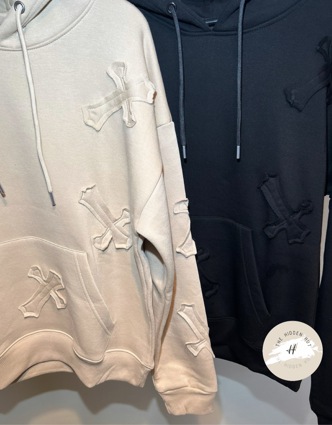 CROSS EMBROIDERED FLEECE-LINED HOODIE