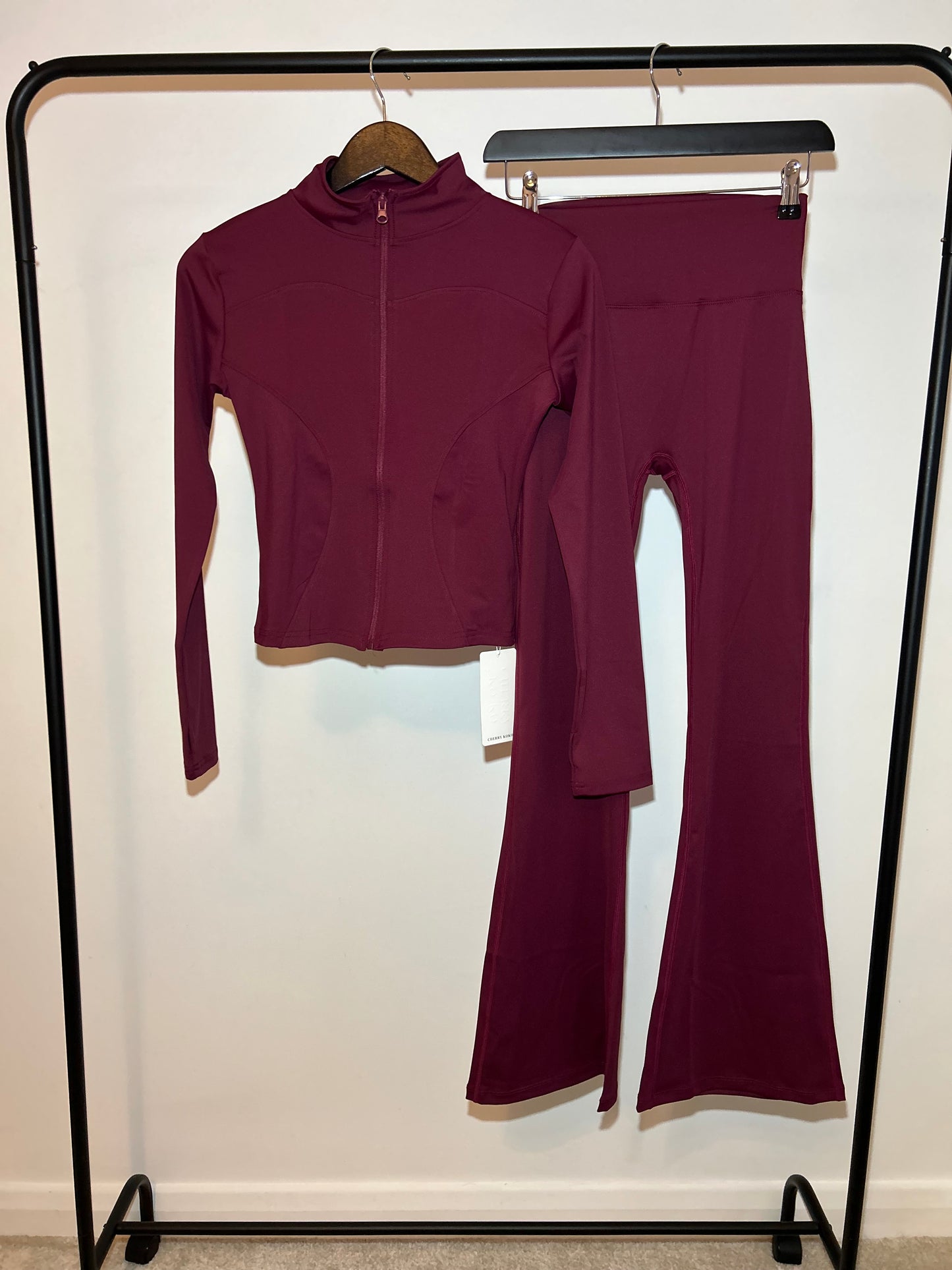 SLINKY ZIP UP GYM JACKET AND FLARES SET