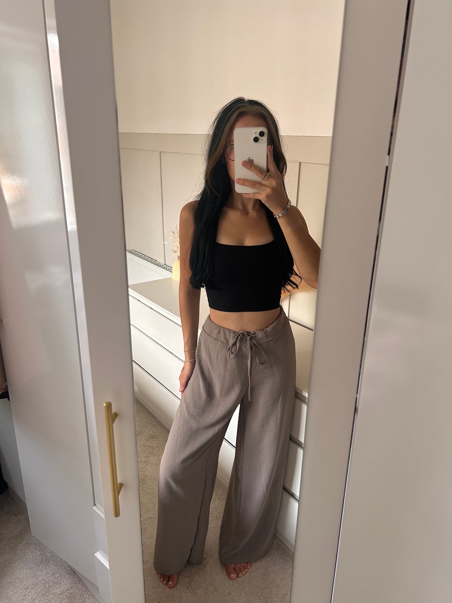 LIGHTWEIGHT WIDE LEG TROUSERS WITH DRAWSTRING