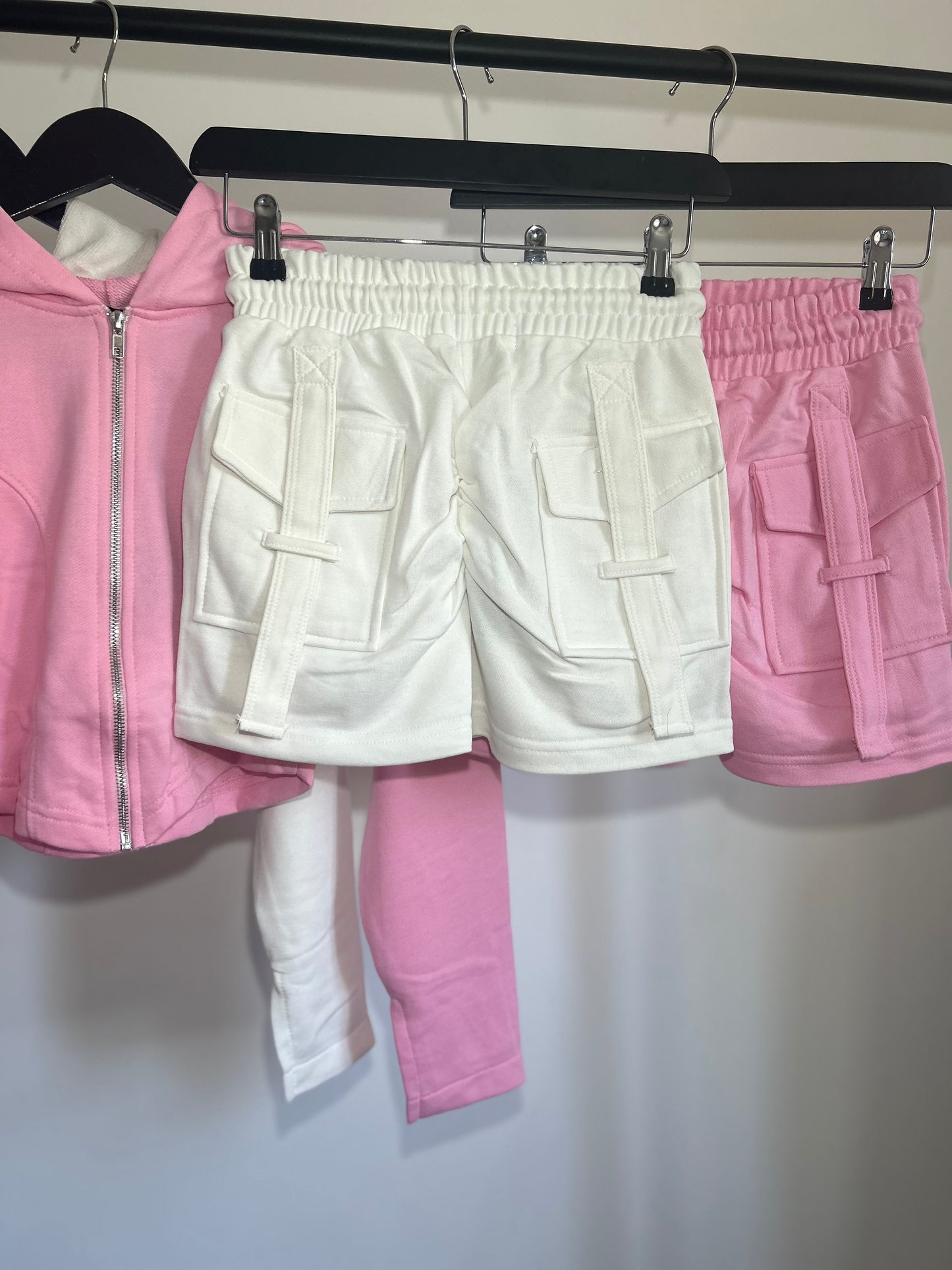 CROPPED ZIP UP HOODIE & RUCHED SHORTS CO-ORD