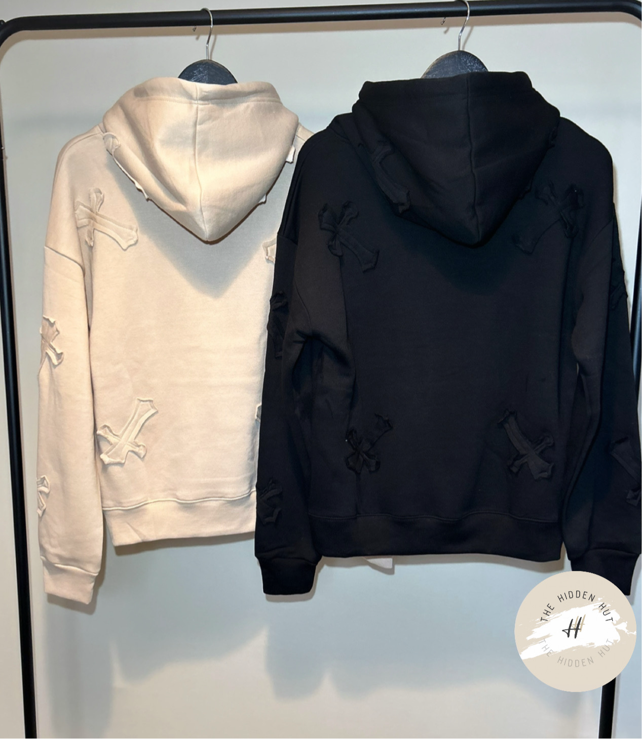 CROSS EMBROIDERED FLEECE-LINED HOODIE