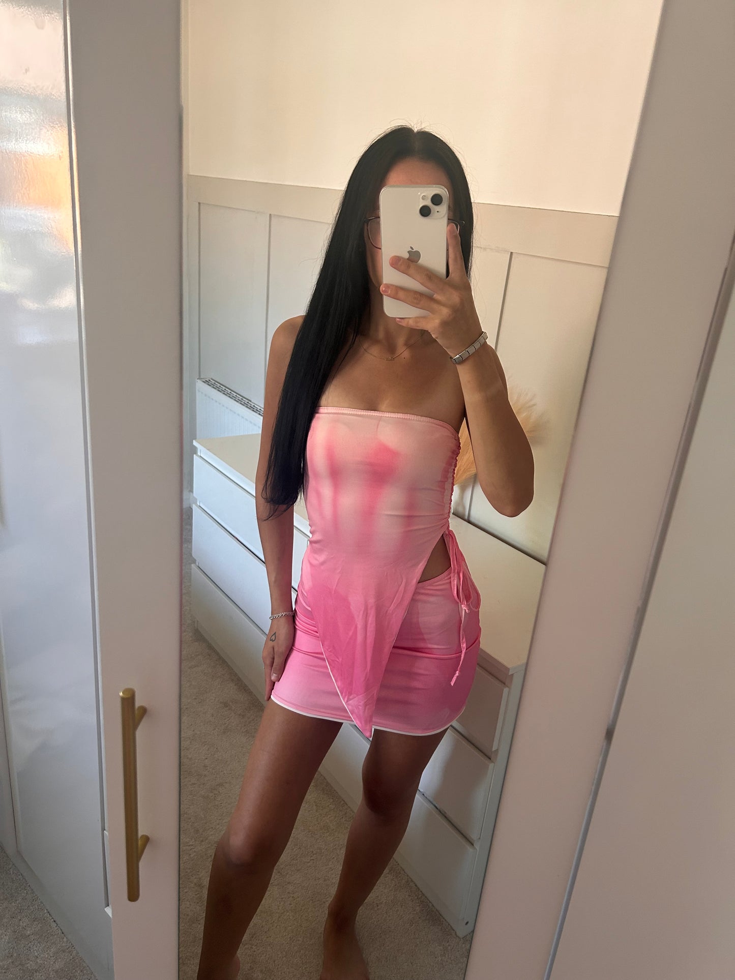 SLINKY BANDEAU RUCHED TOP AND SKIRT CO-OR