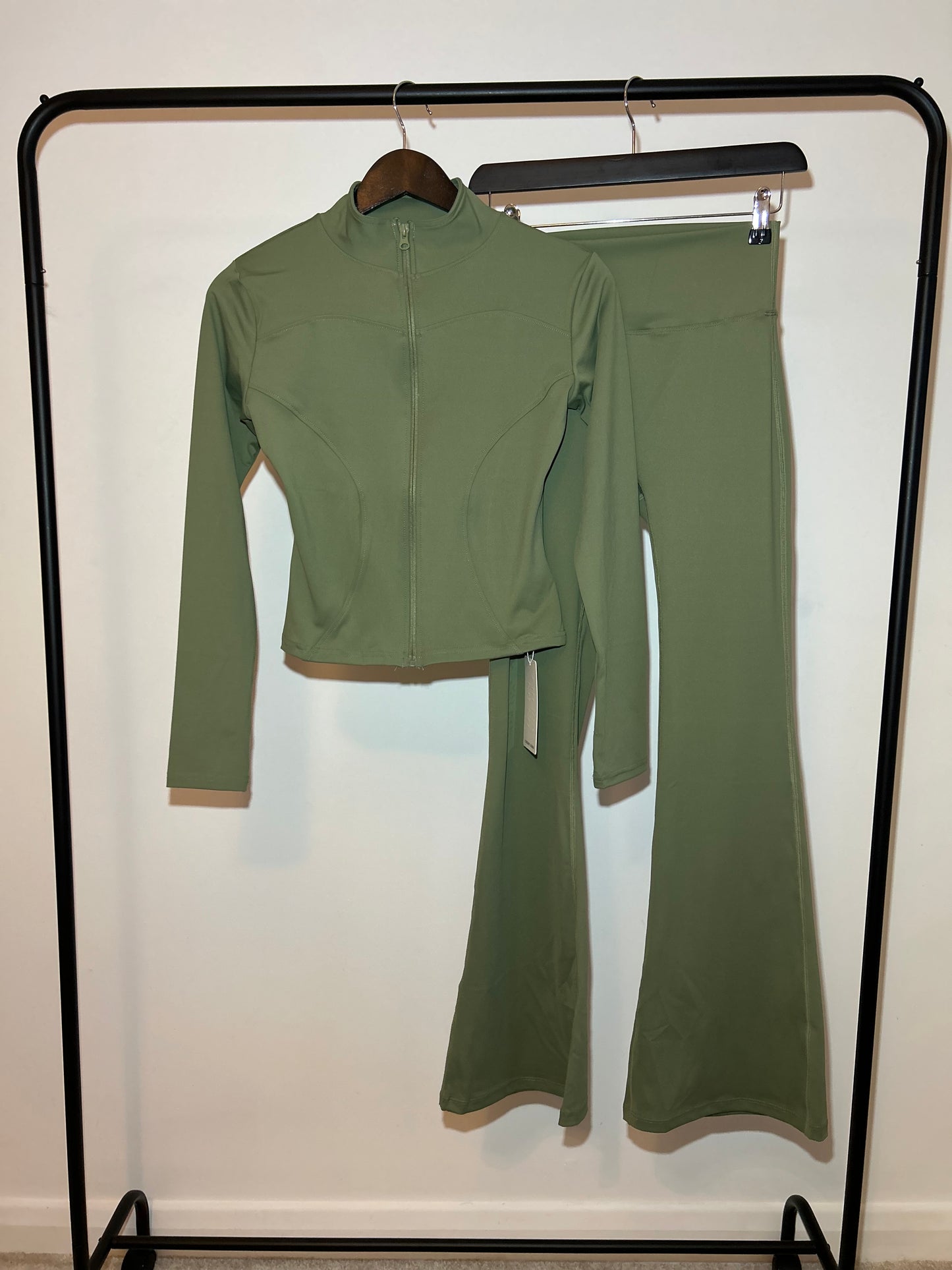 SLINKY ZIP UP GYM JACKET AND FLARES SET