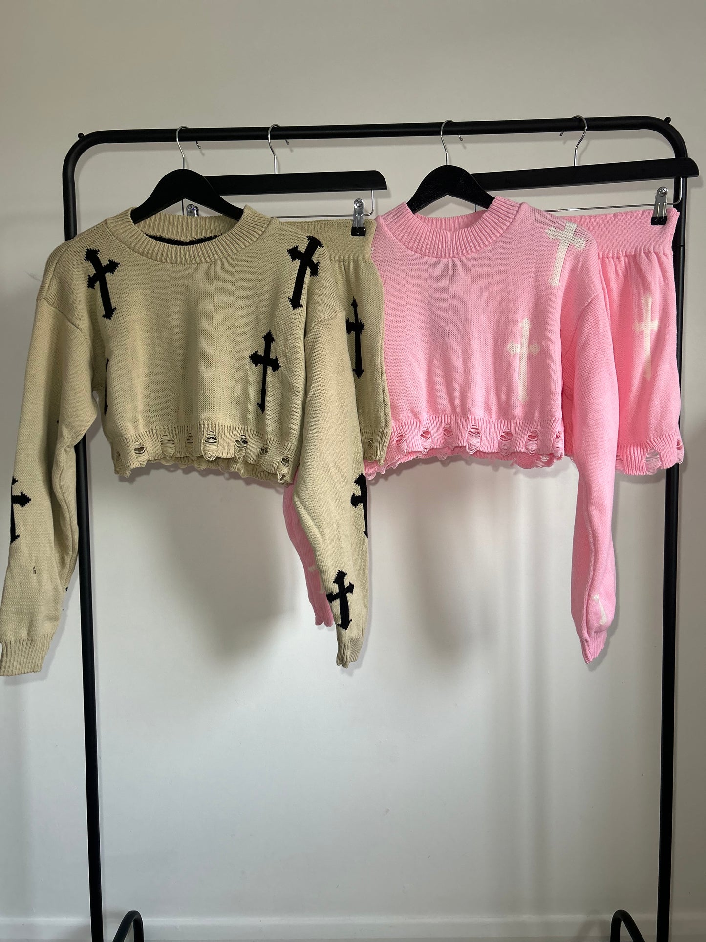 KNITTED CROSS SKIRT AND JUMPER CO-ORD
