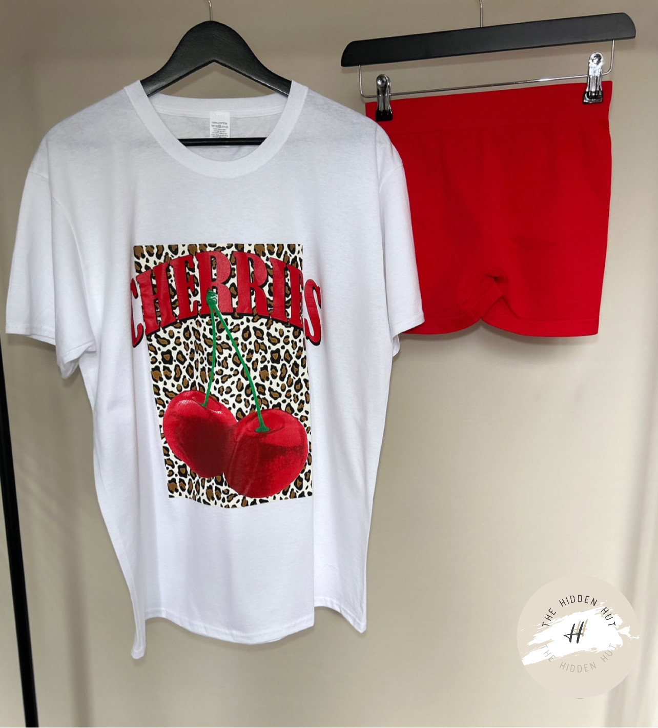 OVERSIZED CHERRIES/LEOPARD PRINTED TEE