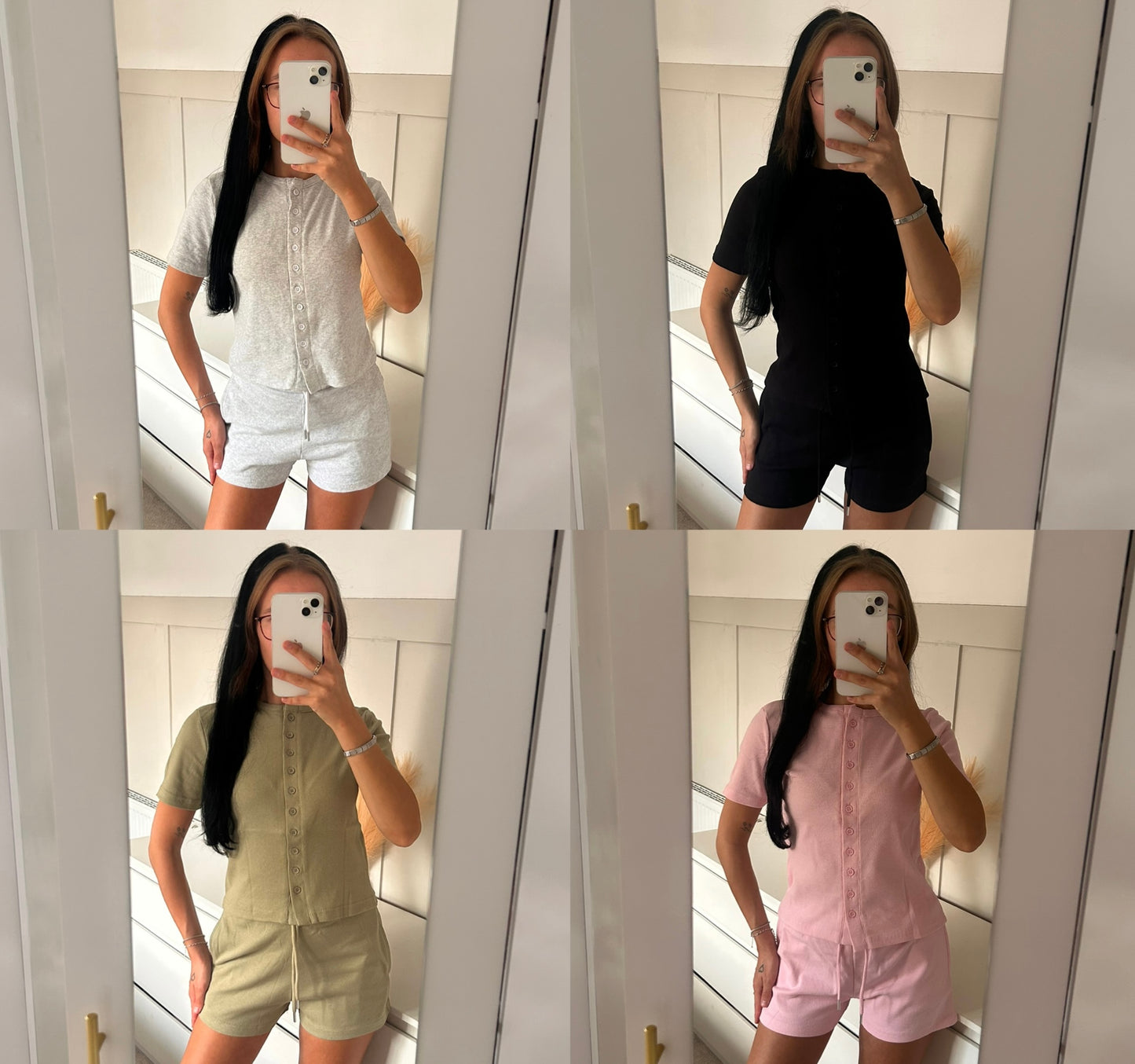 BUTTON UP T-SHIRT AND SHORTS SET