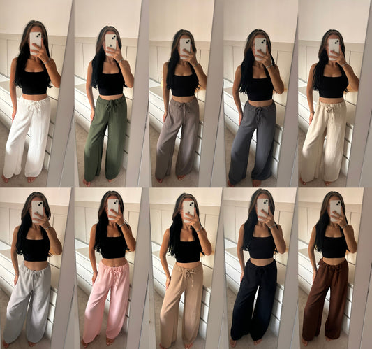 LIGHTWEIGHT WIDE LEG TROUSERS WITH DRAWSTRING
