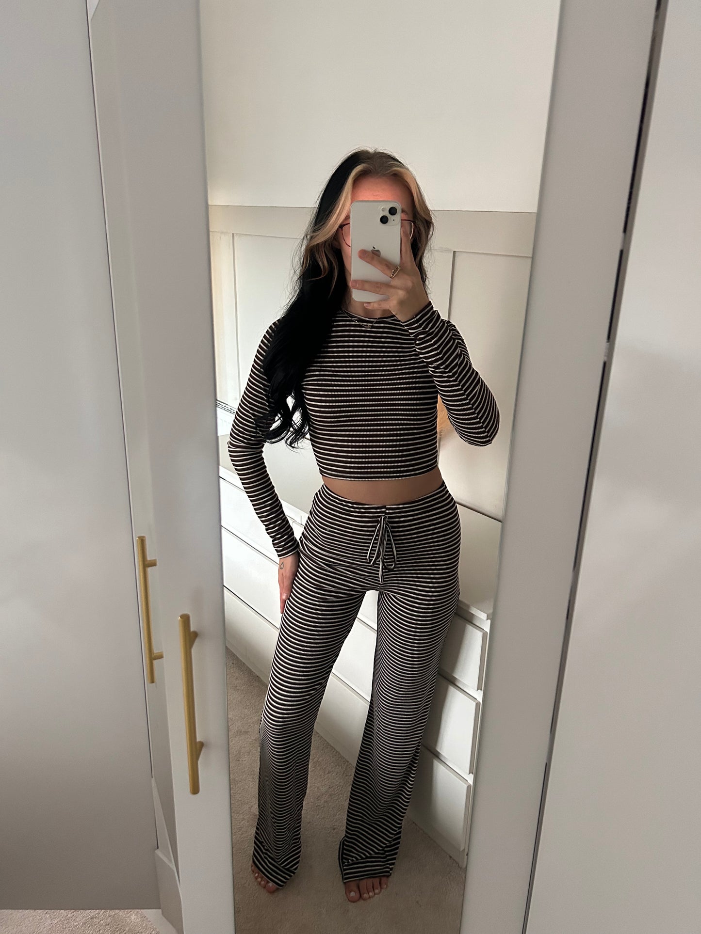 STRIPPED STRAIGHT LEG LOUNGEWEAR SET