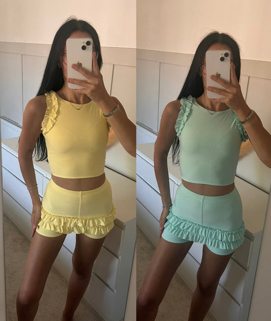 SLINKY FRILL SHORTS SET