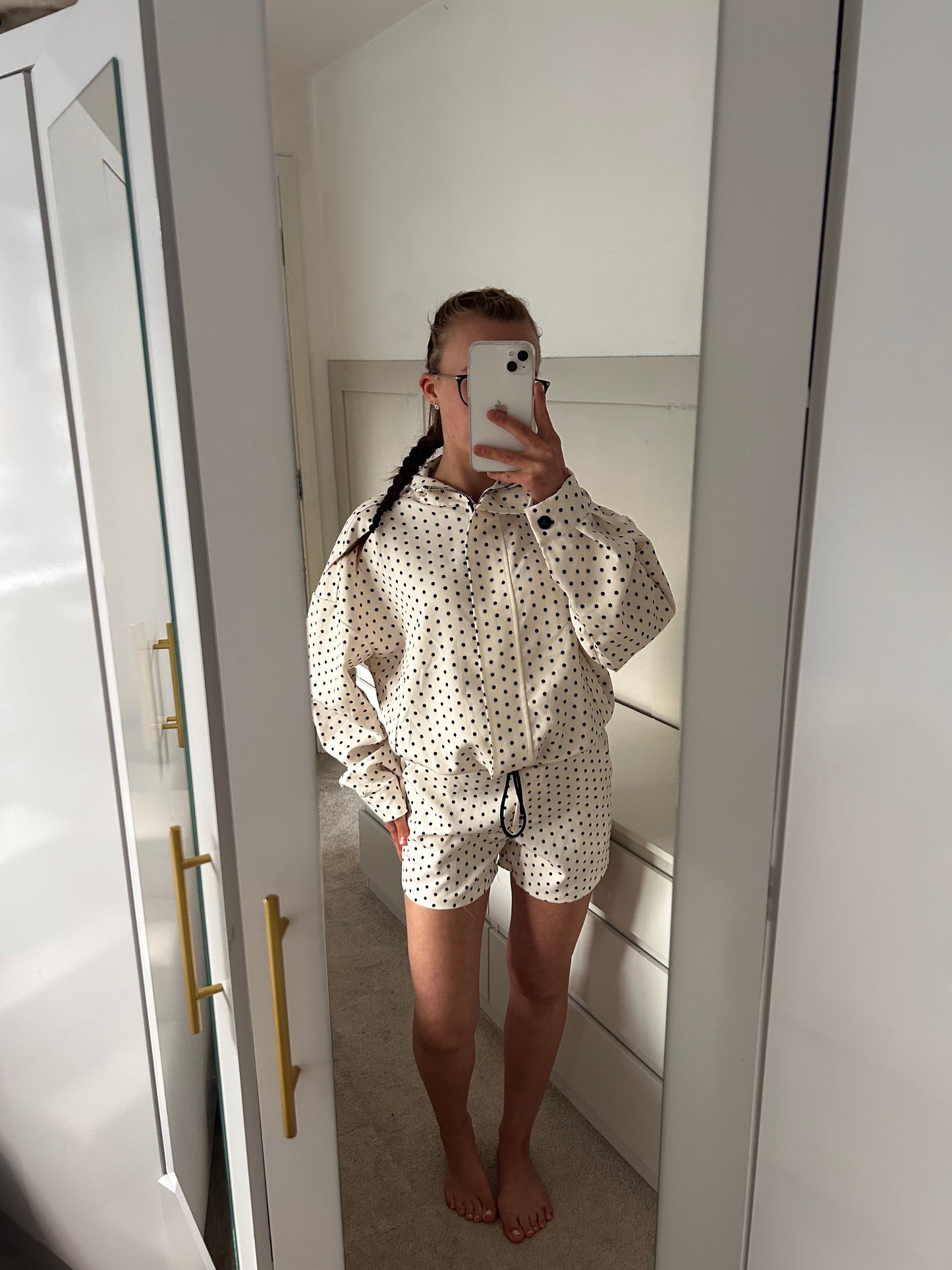 POLKA DOT THIN JACKET & SHORTS SET