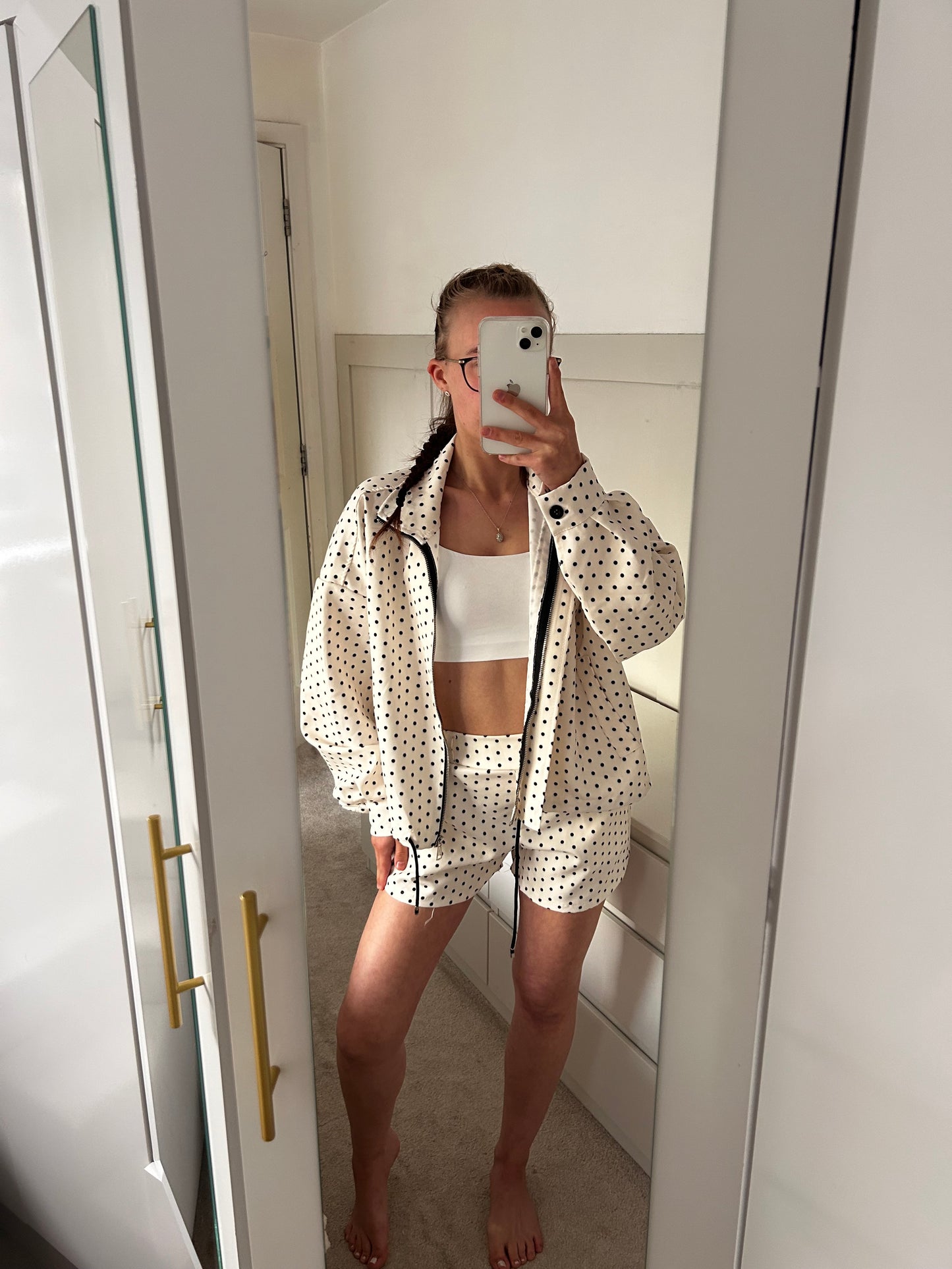 POLKA DOT THIN JACKET & SHORTS SET