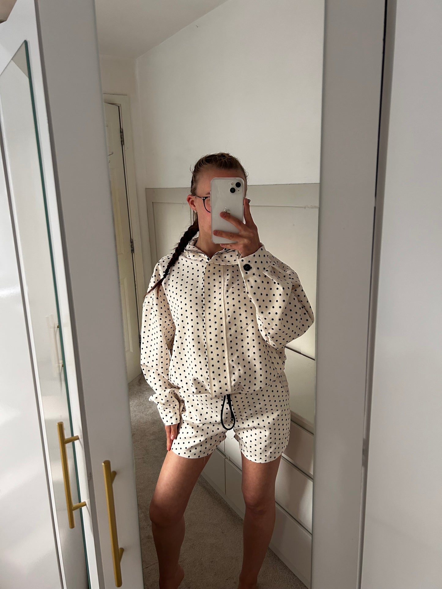 POLKA DOT THIN JACKET & SHORTS SET