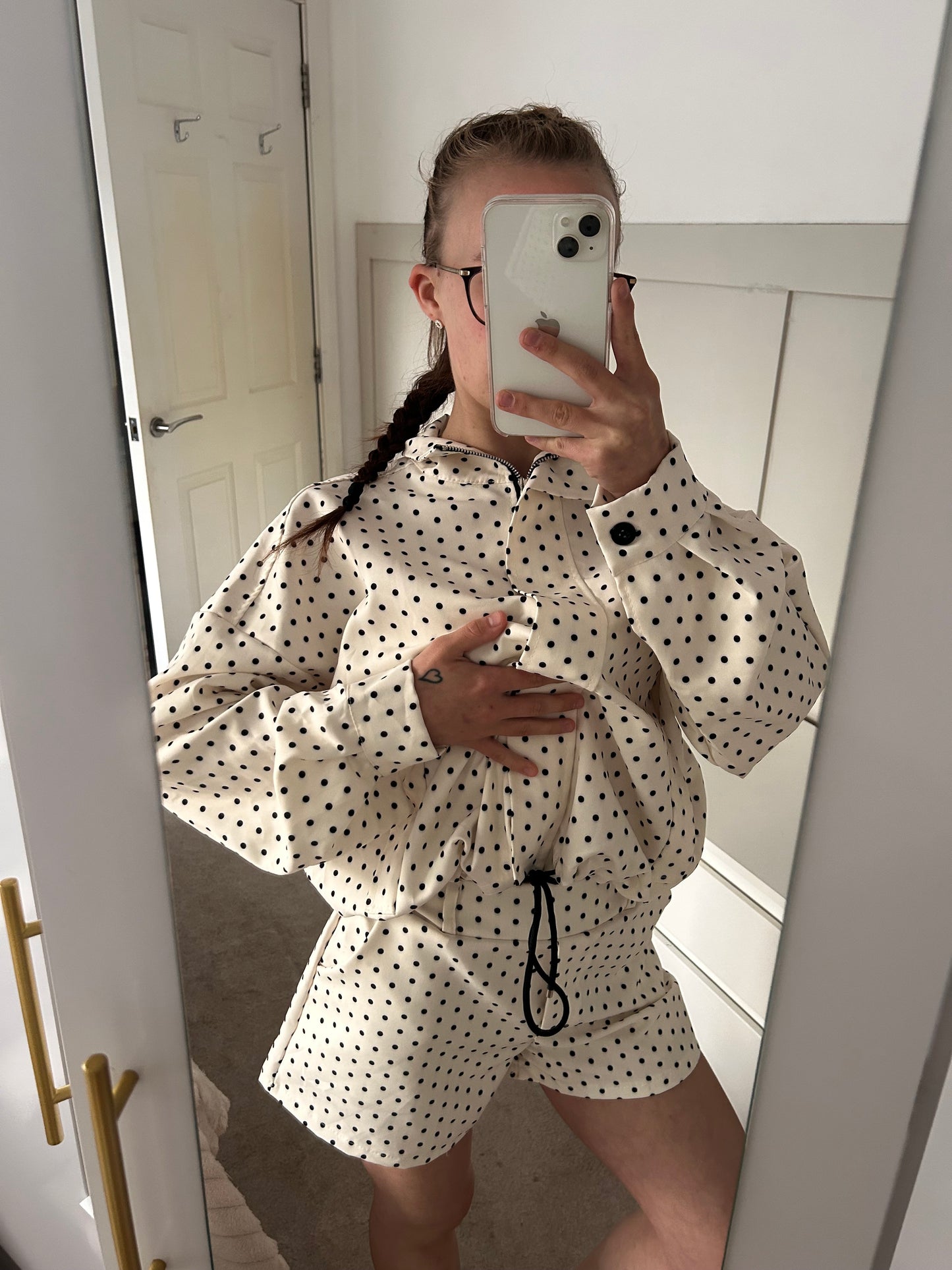 POLKA DOT THIN JACKET & SHORTS SET