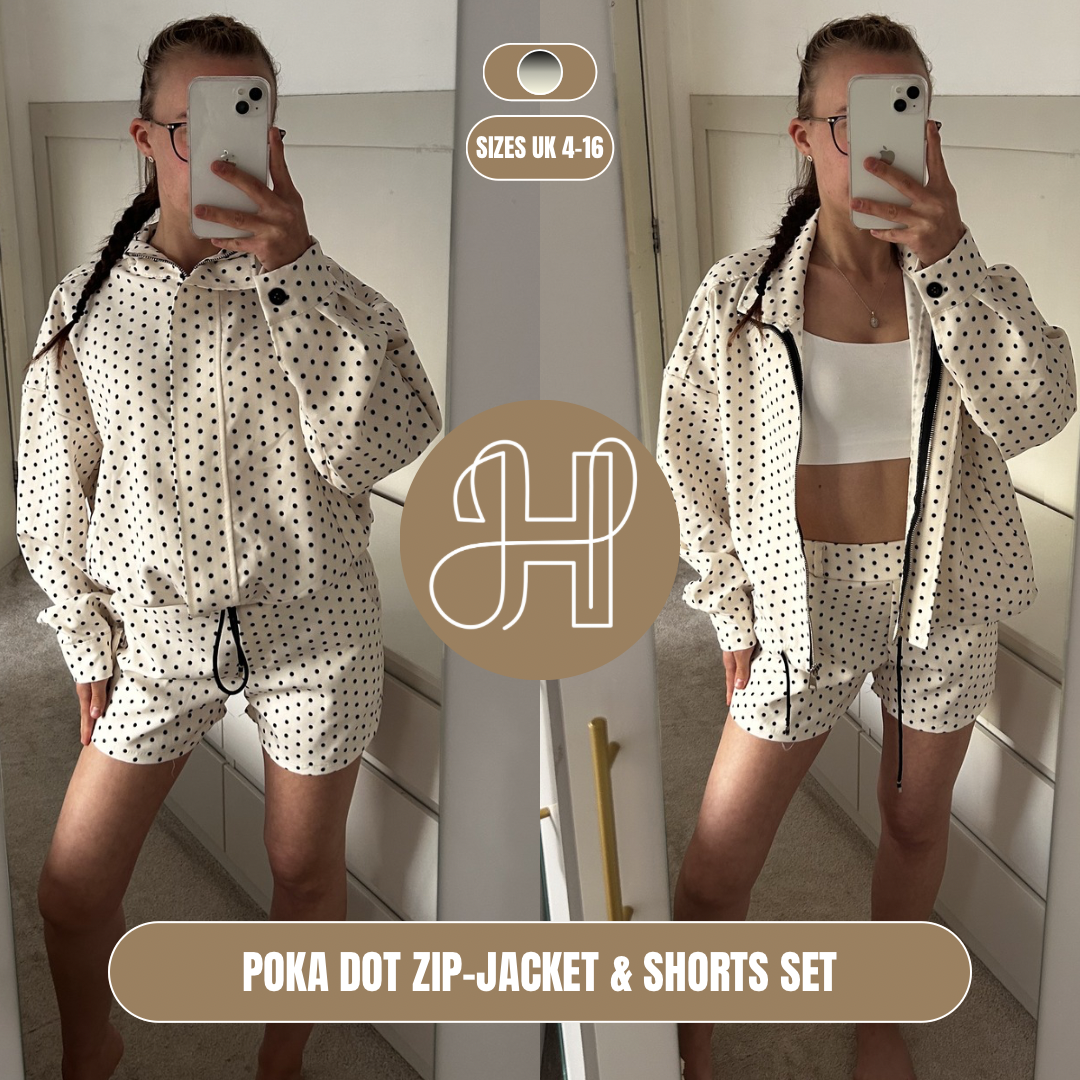 POLKA DOT THIN JACKET & SHORTS SET