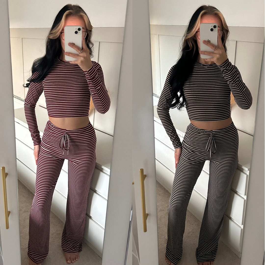 STRIPPED STRAIGHT LEG LOUNGEWEAR SET