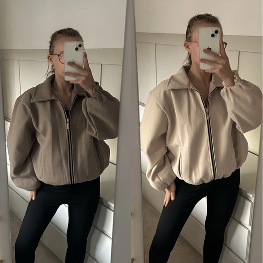 COLLARED WOOL BOMBER JACKED