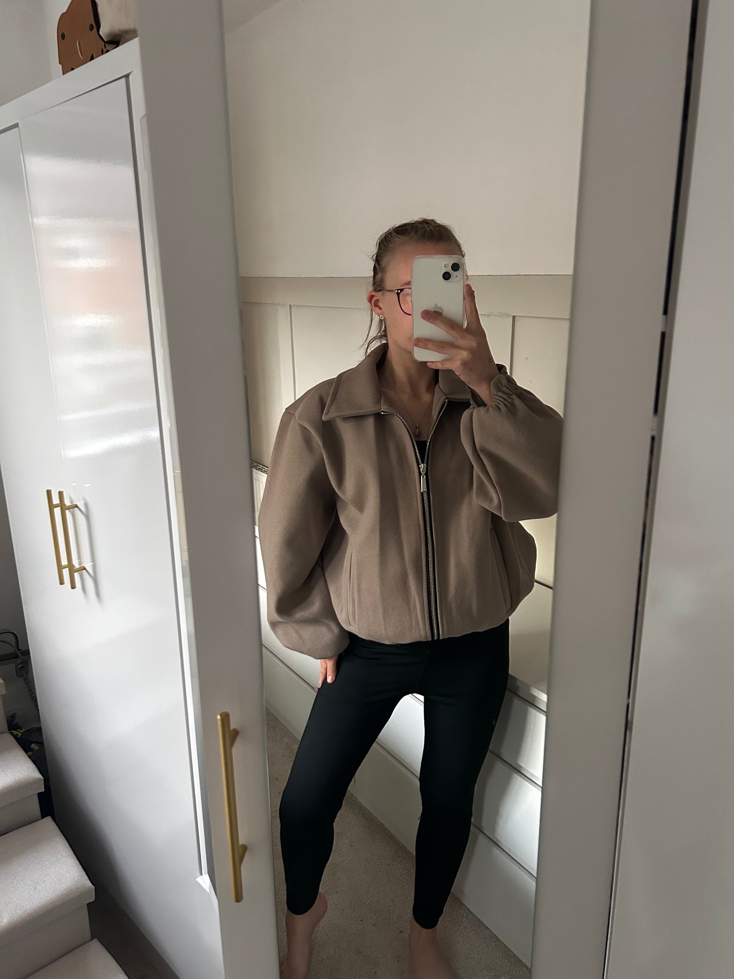 COLLARED WOOL BOMBER JACKED