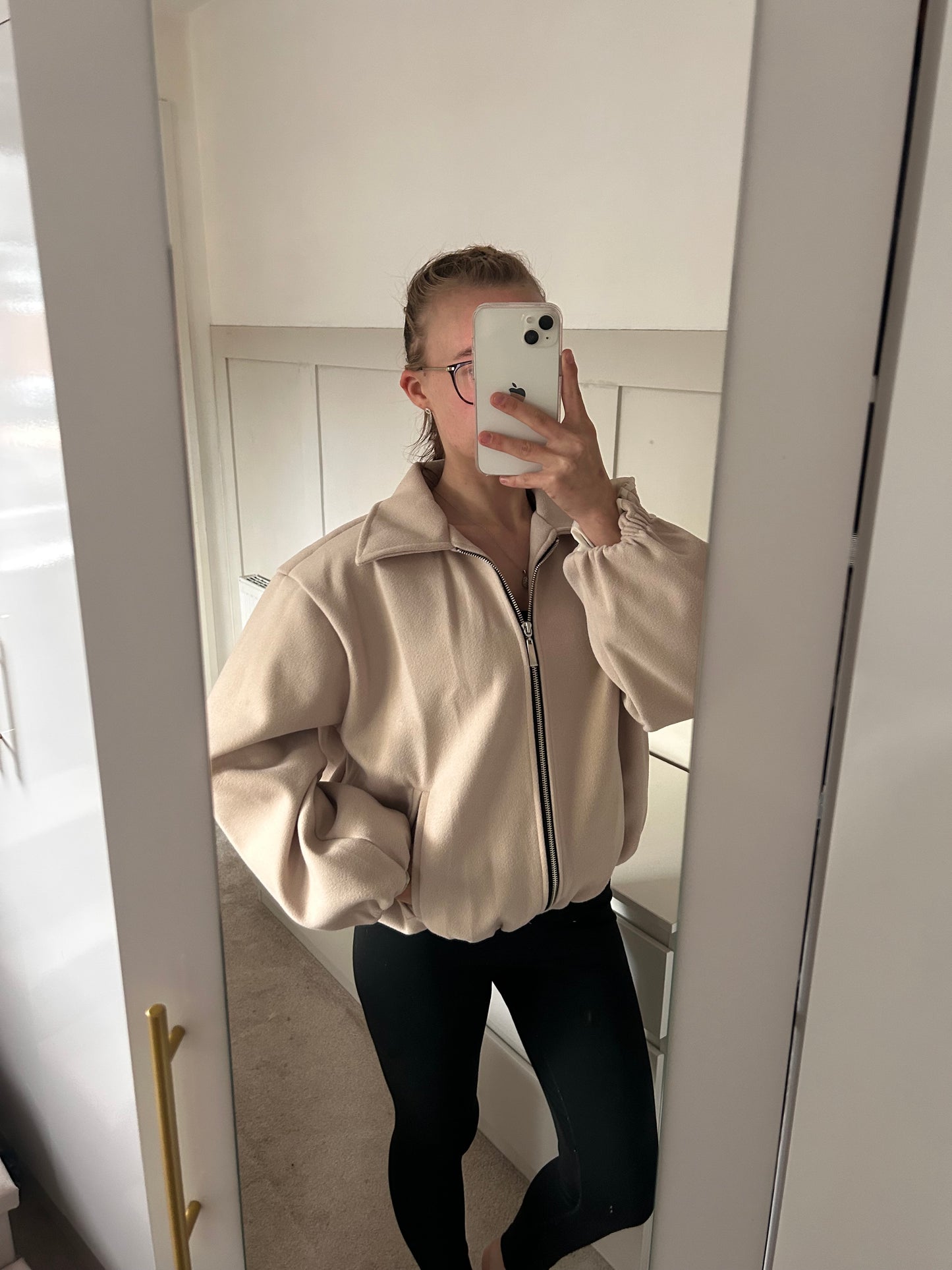 COLLARED WOOL BOMBER JACKED