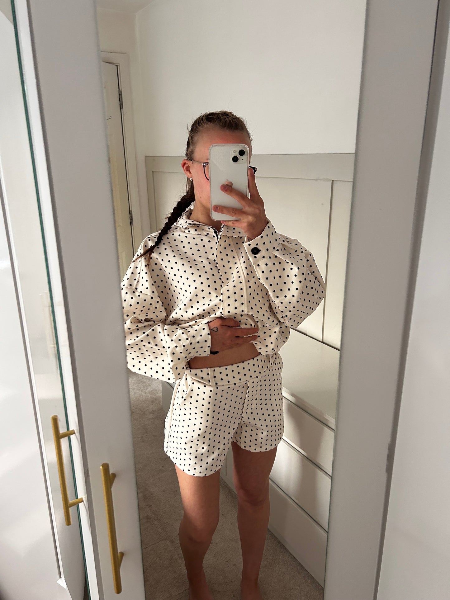 POLKA DOT THIN JACKET & SHORTS SET