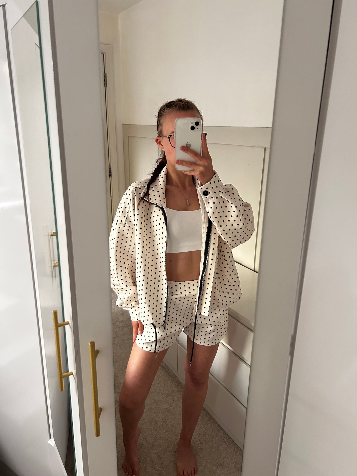 POLKA DOT THIN JACKET & SHORTS SET